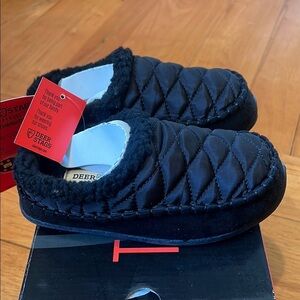Deer Stags Black Quilted Comfort Slippers Kid Size 12M